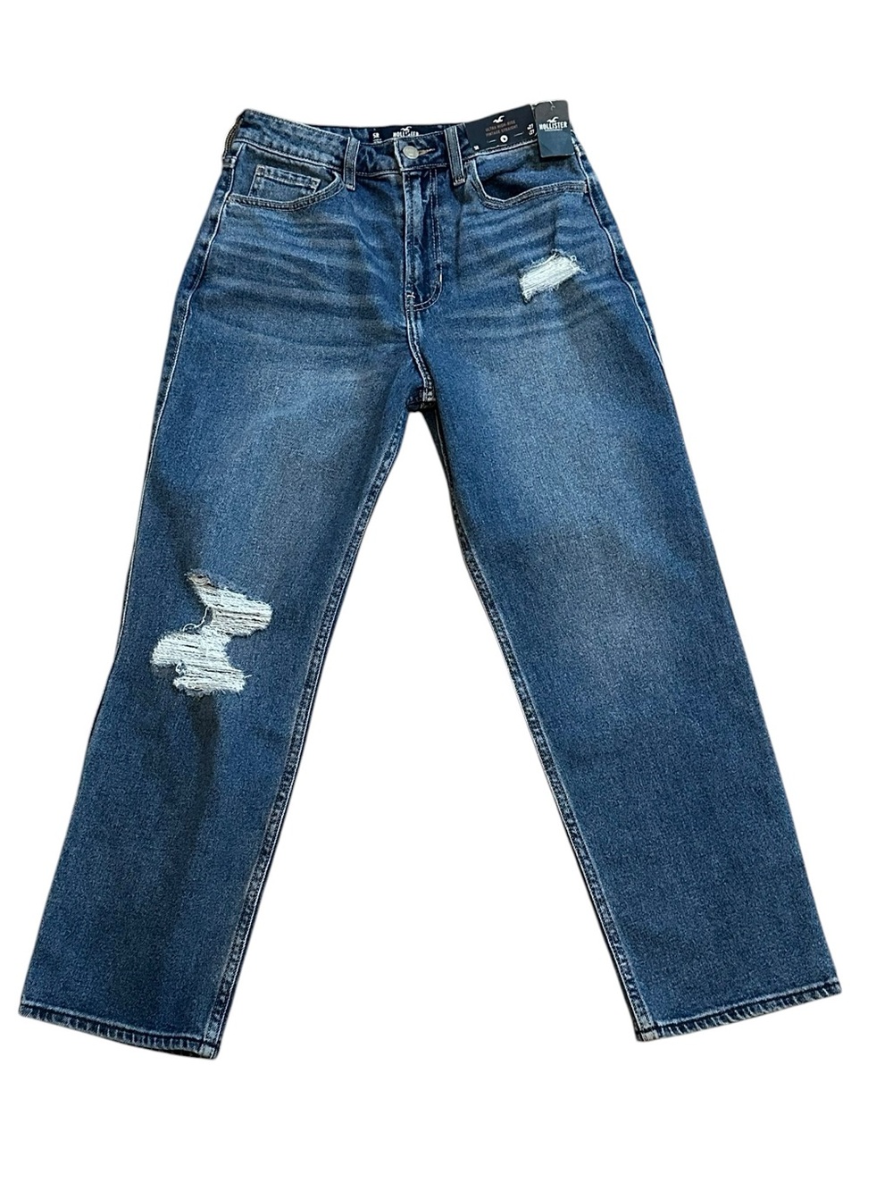 HOLLISTER Ultra High-Rise Vintage Straight distressed stretch jeans sz 5 - NWT!